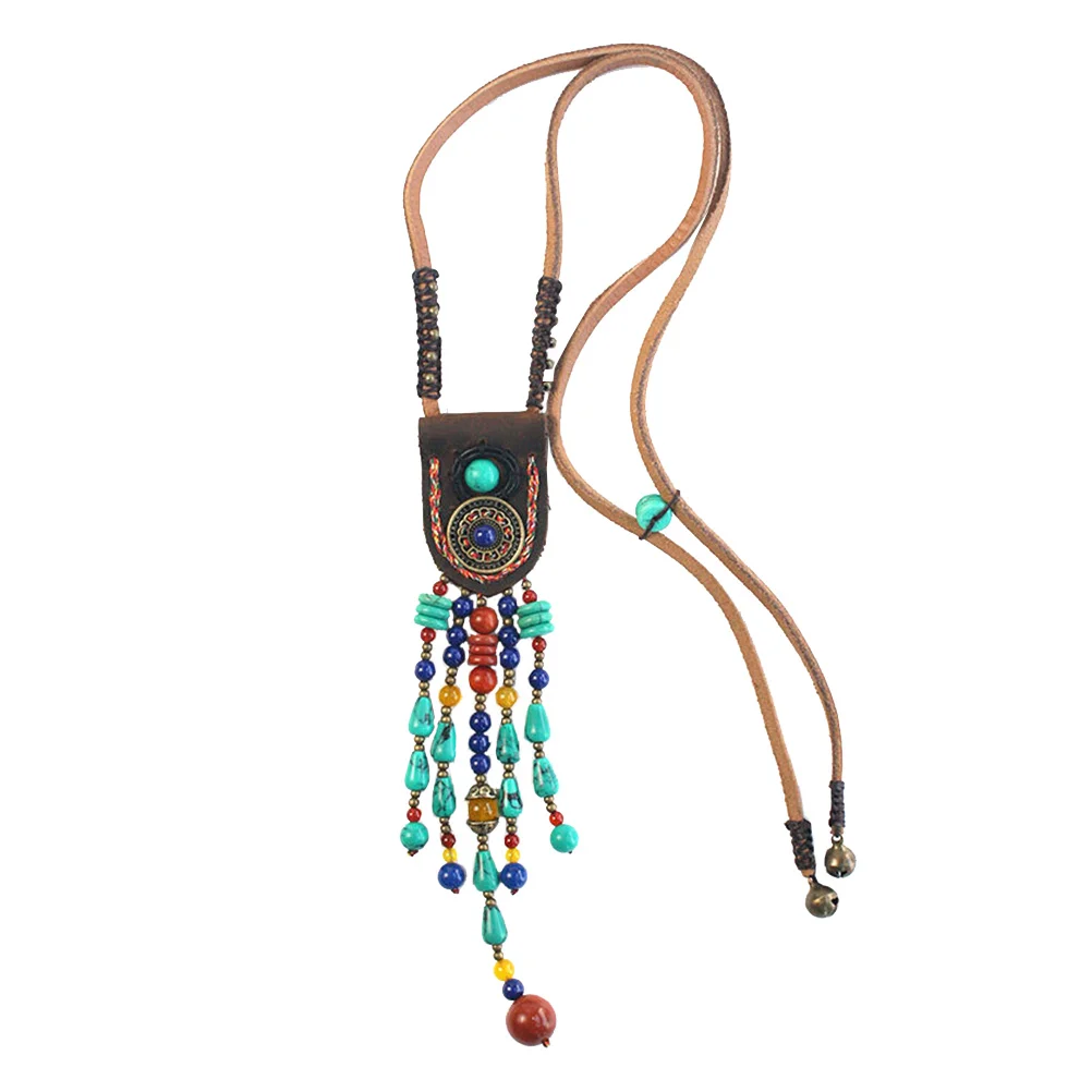 

Ethnic Style Unique Design Natural Stone Pendant Long Necklace Stone Pendant Necklace Jewelry Comfortable Daily Party