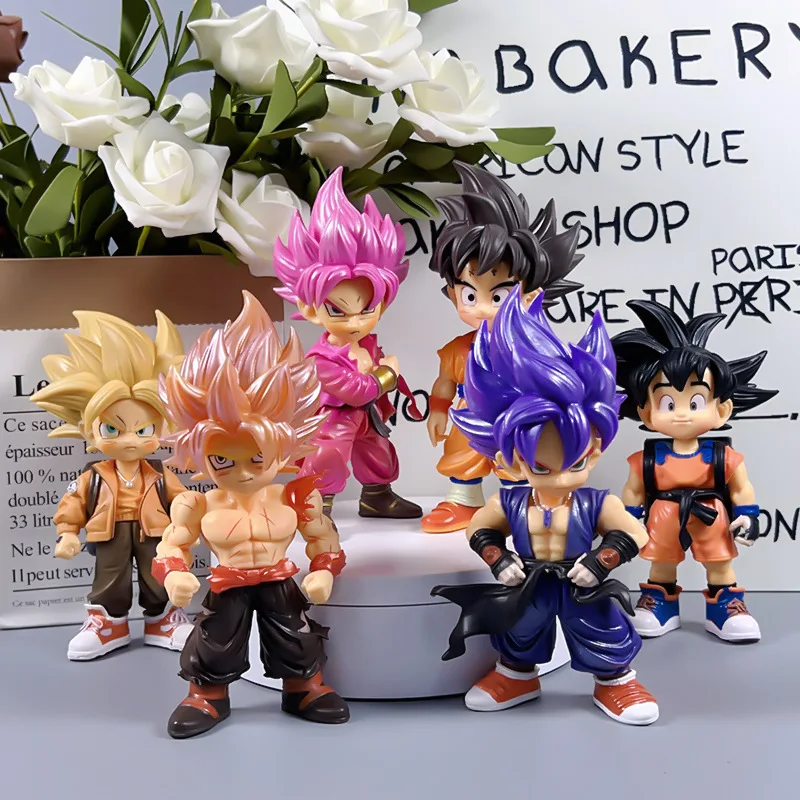 Dragon ball anime figuras q-versão super saiyan infância goku dos desenhos animados boneca modelo estatuetas decoração do carro crianças brinquedos fãs presente