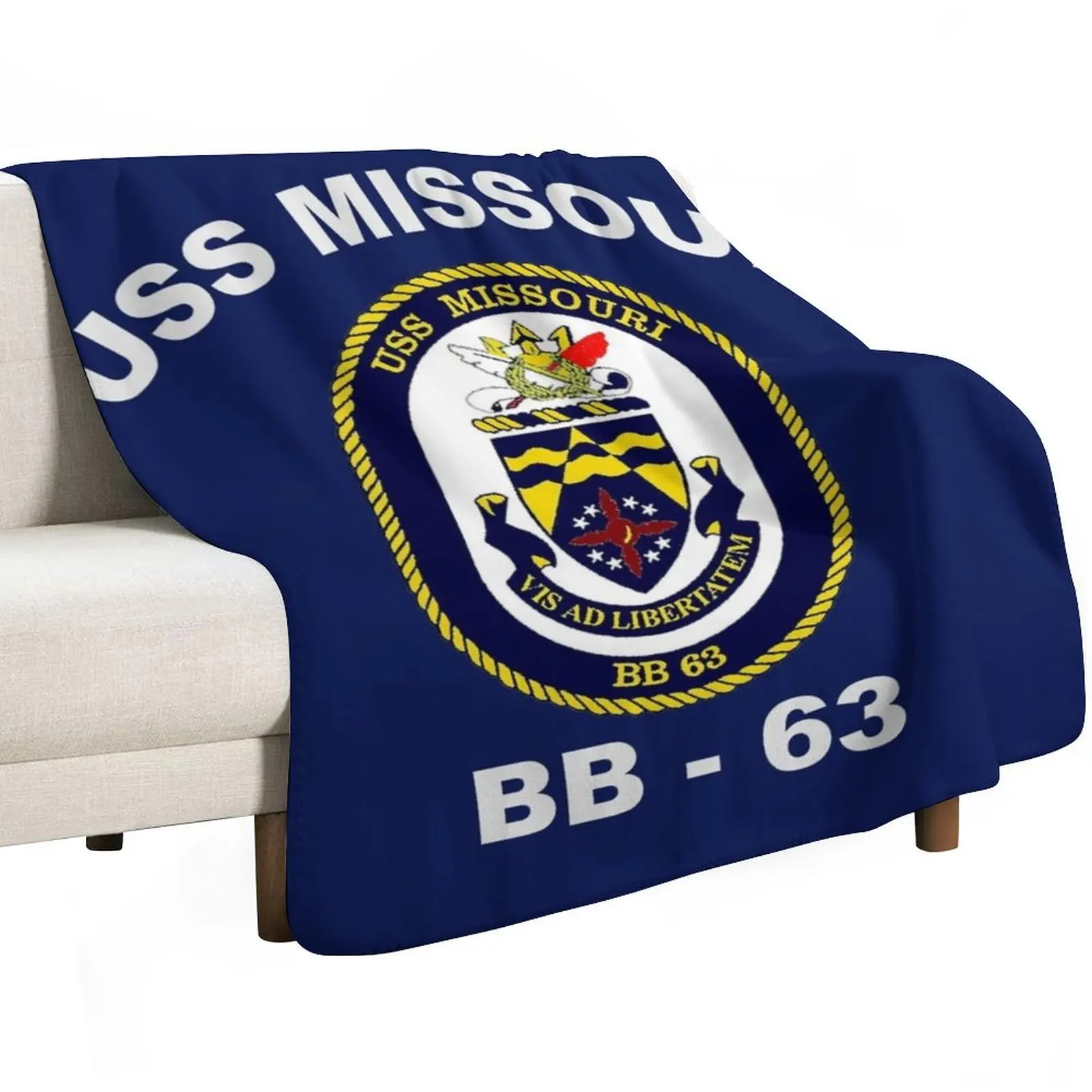 USS Missouri (BB-63) Crest for Dark Colors Throw Blanket Multi Purpose Soft Warm Blanket for Home Travel