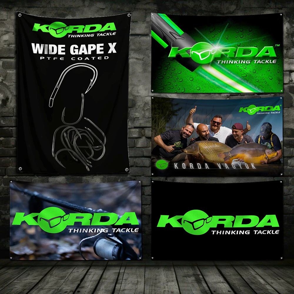 3x5 Ft Fishing K-kordas Tackle Flag Polyester Digital Printing Banner for Garage Wall Out Door Decoration With Brass Grommets