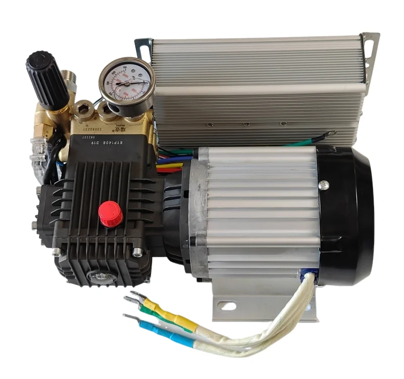 1408 Brass Triplex Plunger Pump 40-100bar 1-8LPM Piston Pump Motor unit 12V DC 24V 1500W for Fog Machine Misting Humidifier view 3