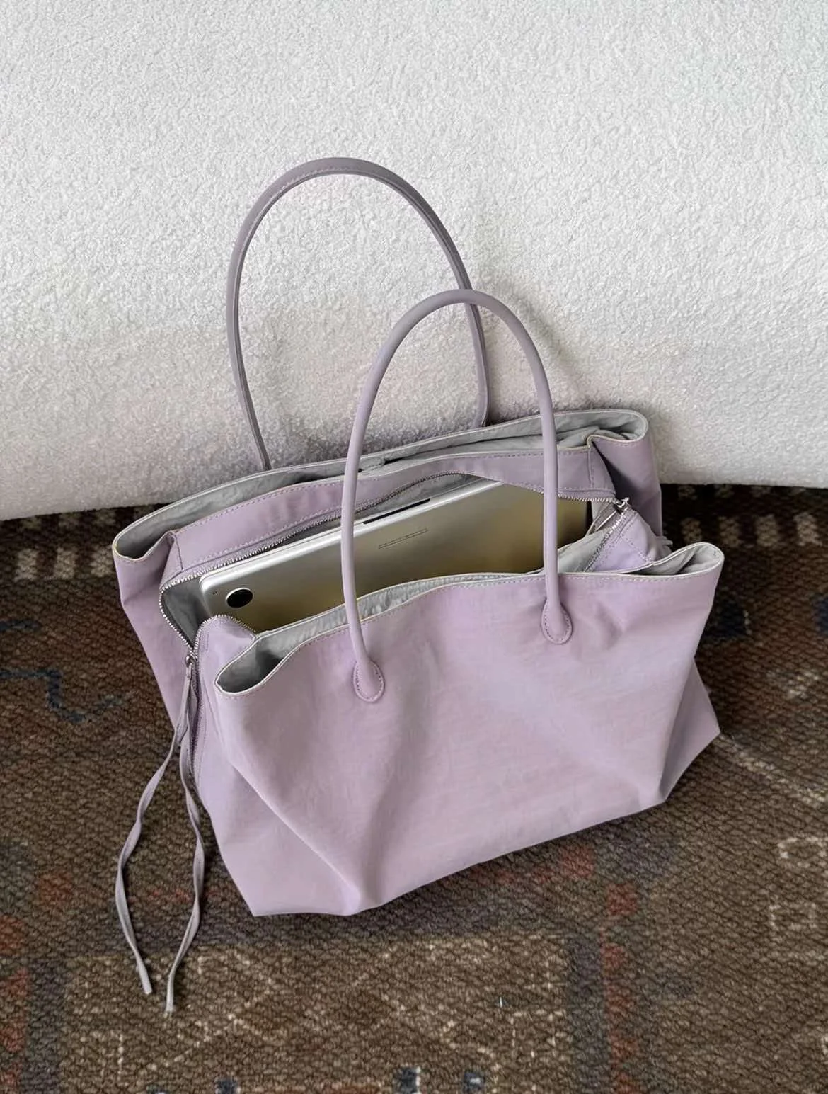 Korean style large capacity multi compartment underarm shoulder bag, nylon versatile commuting fitness bag, computer tote bag