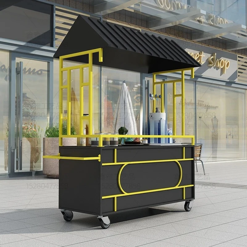 

YY-Iron Art Outdoor Flower Cart Movable Market Stall Cart Promotion
