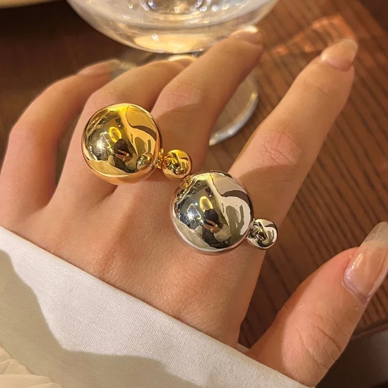 Bilandi Modern Jewelry Popular Design Metal Ball Rings For Girl Women Party Gifts Fashion Accessories Hot Selling 2024 New