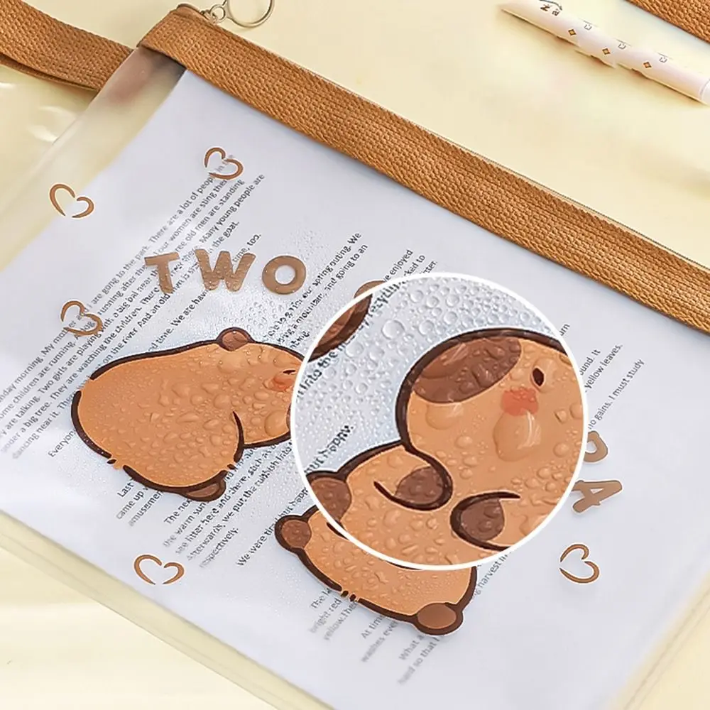 Zipper Pouch PVC Capybara Document Bag Cartoon Durable A4 File Bag Large Capacity Transparent File Organizer Student