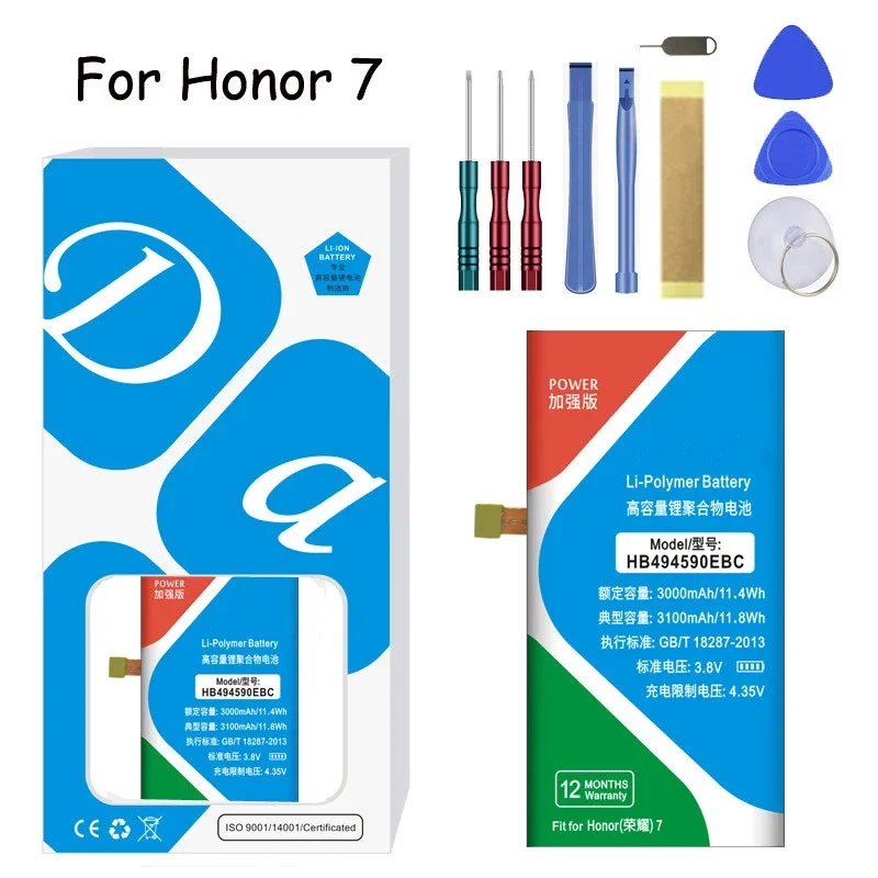 

XDOU Battery For Huawei Honor 7 Glory PLK-TL01H ATH-AL00 PLK-AL10 PLK-L01 HB494590EBC 3000mAh Bateria Free Tools 2024