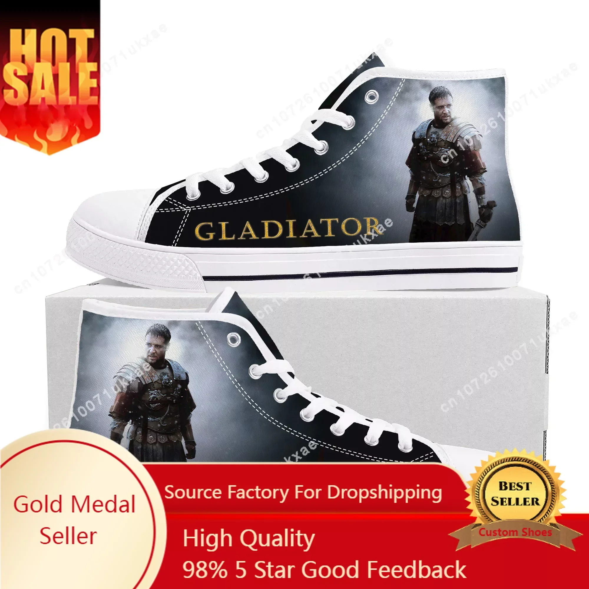 

Gladiator High Top Sneakers Mens Womens Teenager High Quality Canvas Russell Crowe Sneaker couple Casual Shoe Customize Shoes