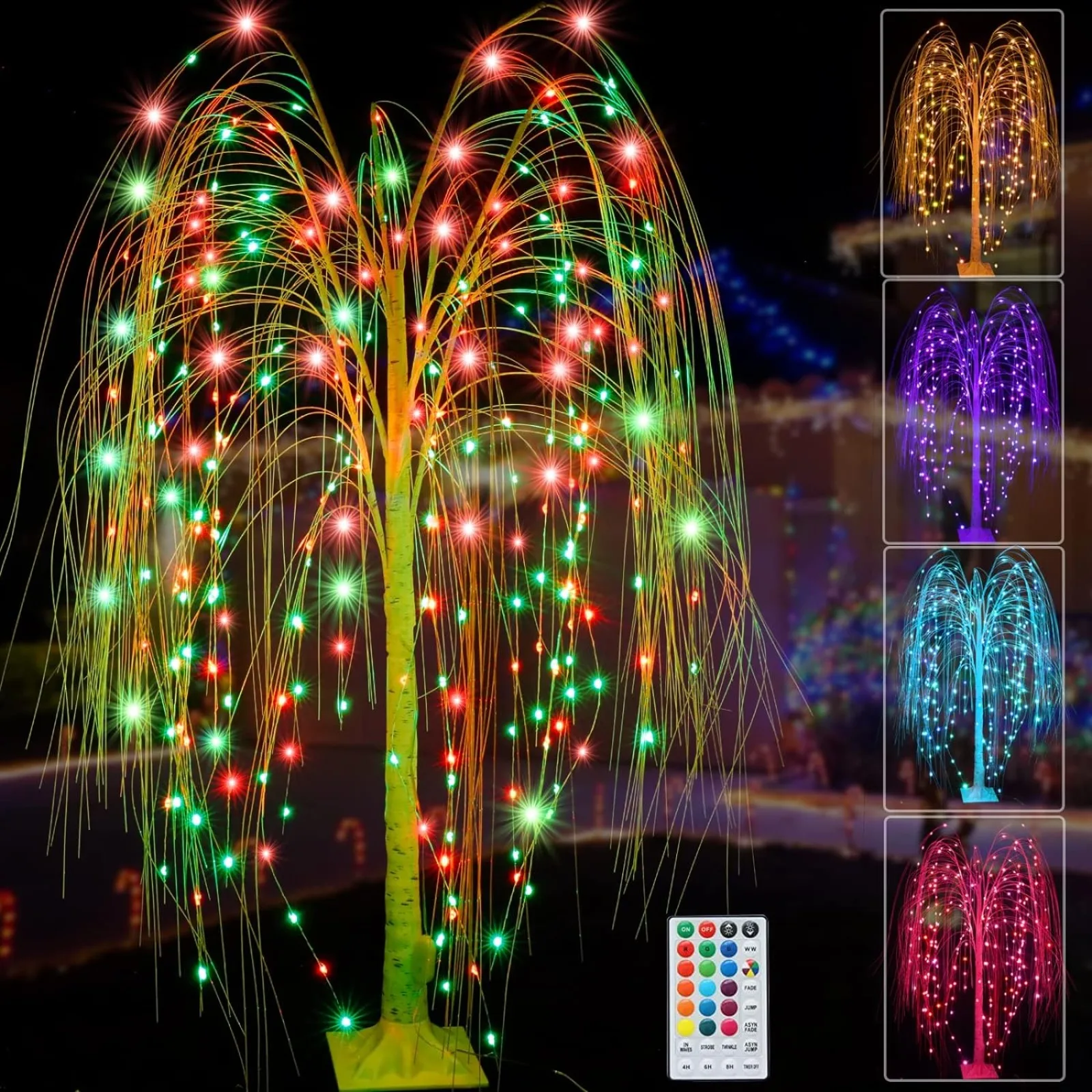 

US 6Ft LED Lighted Tree Weeping Willow Tree Outdoor, Color Changing Light Up Willow Tree Remote Control 18 Colors Lighted