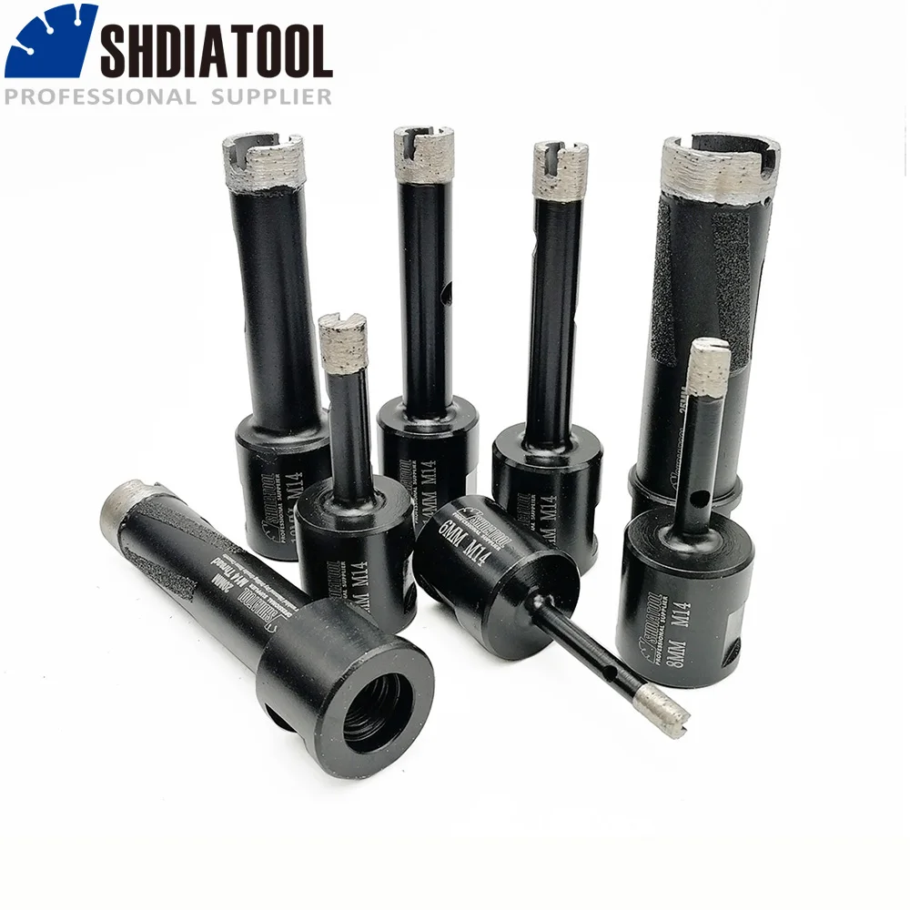 SHDIATOOL 1pc M14 Dia 6/8/10/12/14mm Welded Diamond Drilling Core Bits (Wet) Hard Granite Marble Drilling Bit Stone Hole Saw