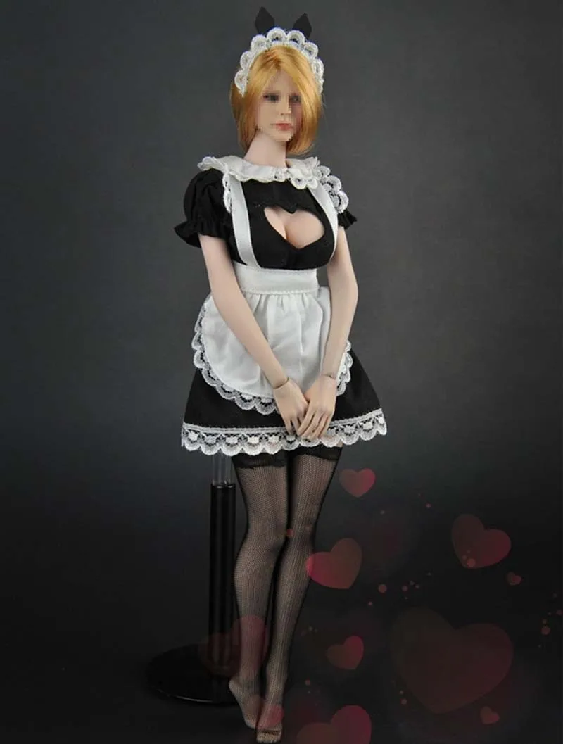 1/6 scale Chest fitting apron Short skirt Maid Dress Suit Clothing set for 12in action figure phicen tbleague accessories