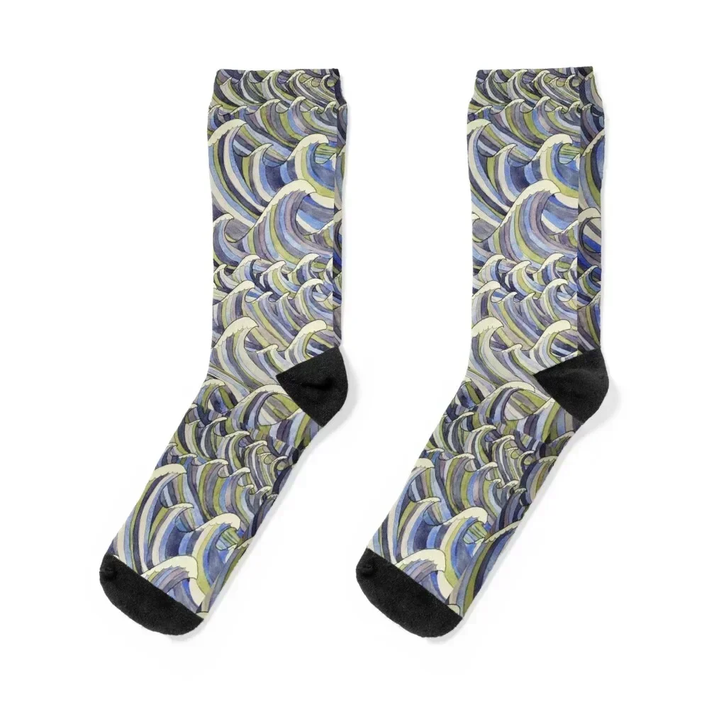 

Waves, blue green and purple Socks Antiskid soccer Christmas set moving stockings Designer Man Socks Women's
