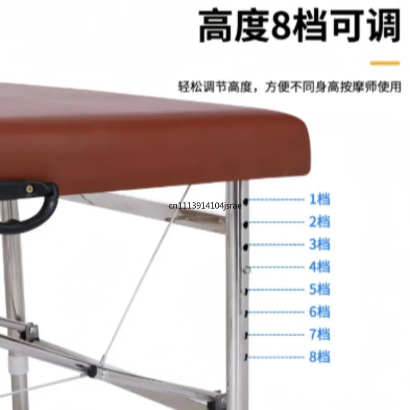 Stainless Steel Folding Massage Bed, Portable Beauty Bed, Folding Physiotherapy Spa Bed for Chinese Medicine Therapy
