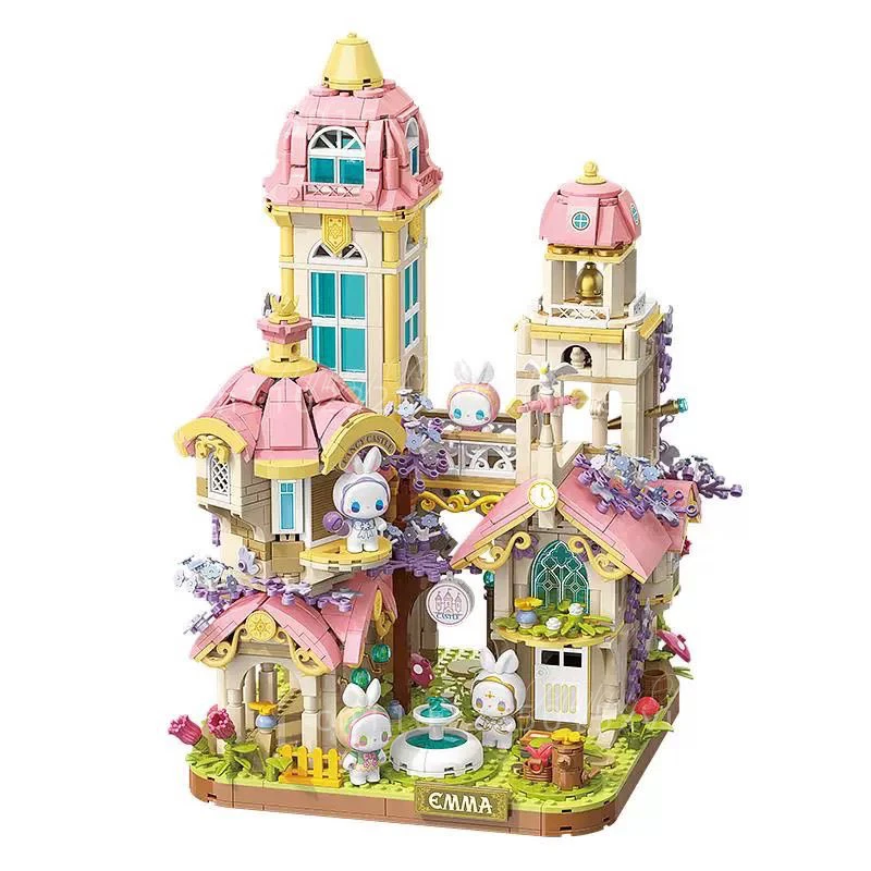 New EMMA Secret Forest Dream Castle Building Blocks Street Scene Assembling Model Toy Kawaii Desktop Decorations Christmas Gift