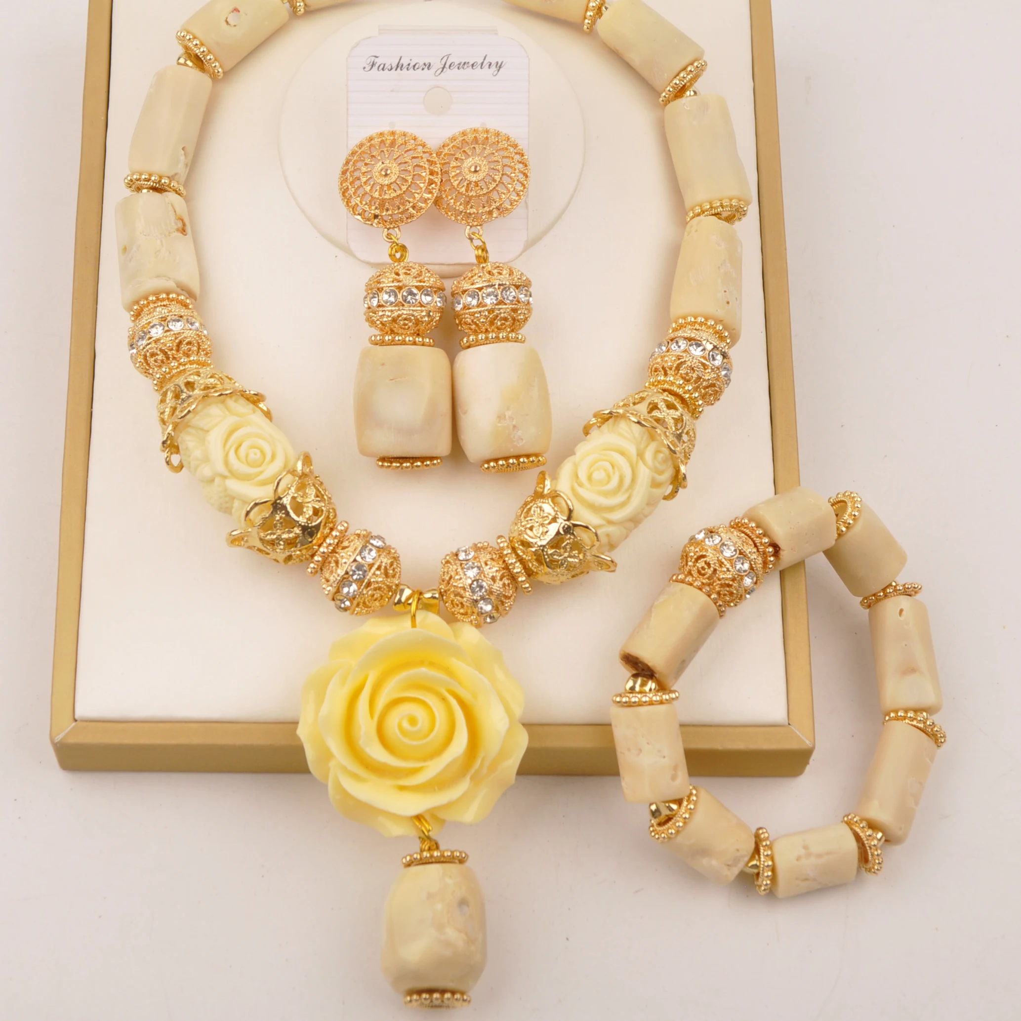 

White Original Coral Beads Jewelry Sets for African Wedding