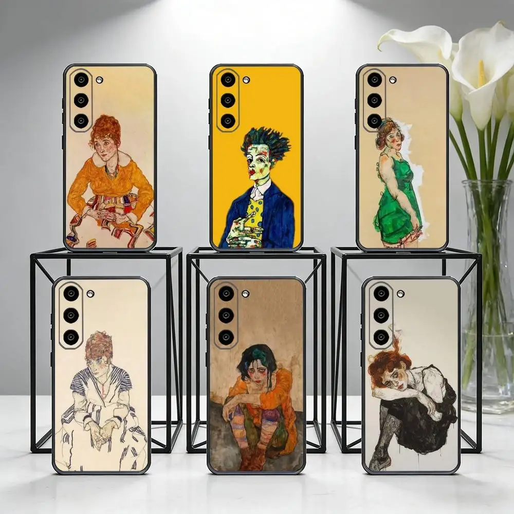 

E-Egon S-Schiele Phone Case For Samsung Galaxy A73,A72,A71,A70,A53,A52,A51,Others Soft Black Cover