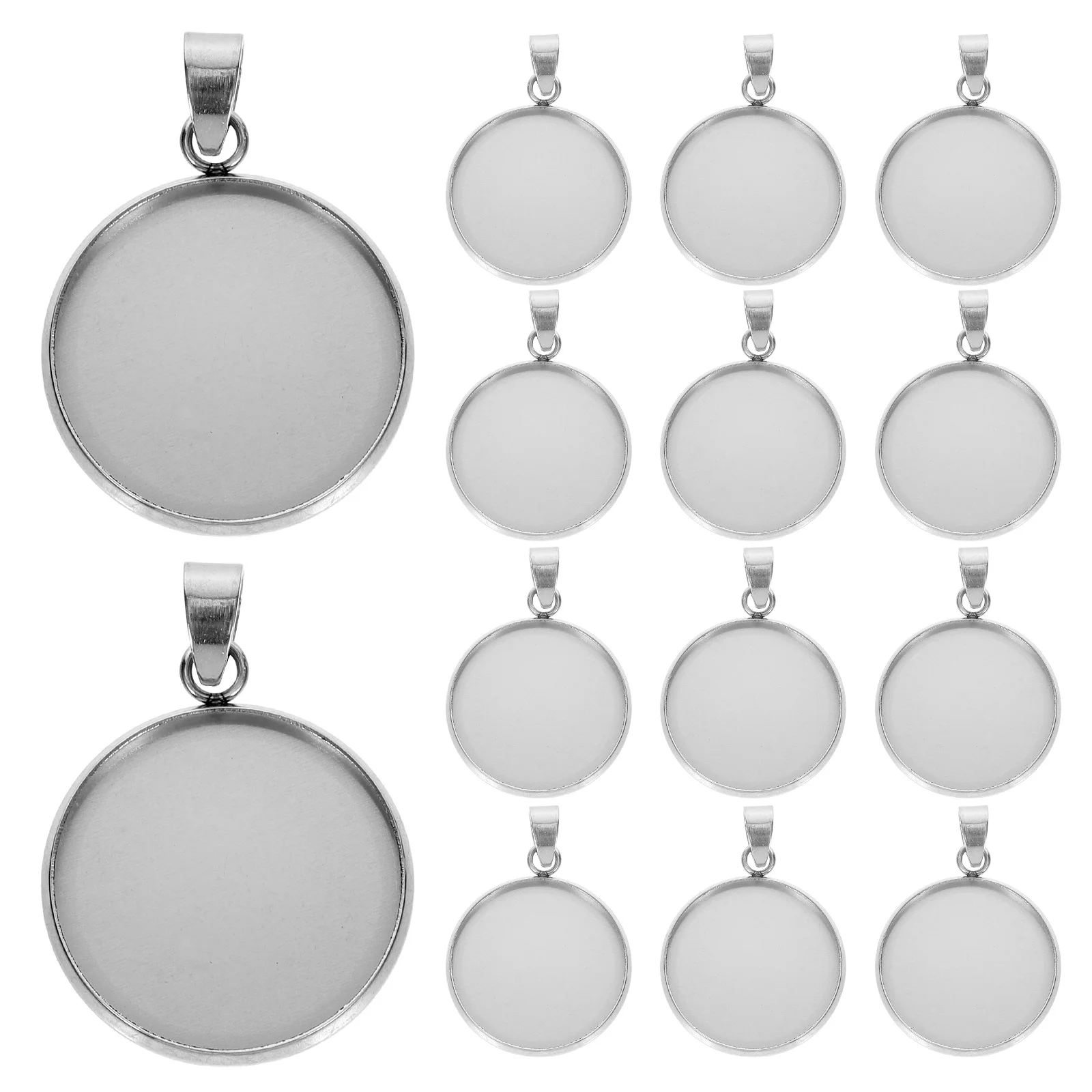 

20pcs Stainless Steel Pendant Trays DIY Jewelry Making Round Cork Base Set Gifts Necklace Bracelet Earrings Crafts Resin Photo