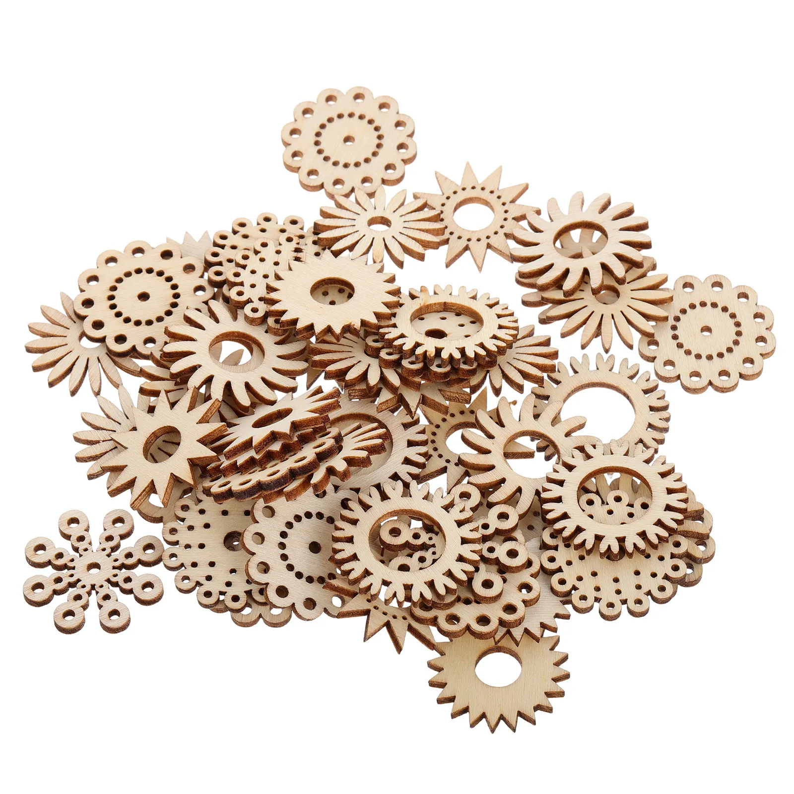 

50 шт. деревянных заготовок с цветочным рисунком, мультяшные подвесные украшения, для рукоделия, домашнего декора, декоративные деревянные вырезки, для творческих проектов