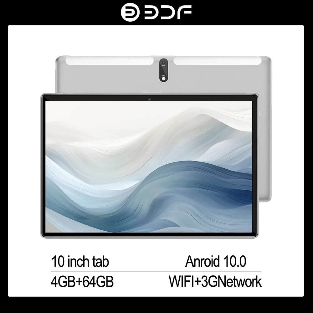 BDF-Tableta M107 con pantalla IPS de 10,1 pulgadas, 4GB de RAM, 64GB de ROM, batería de 5000mAh, resolución de 1280x800, sistema Android 10,0, WIFI y red 3G