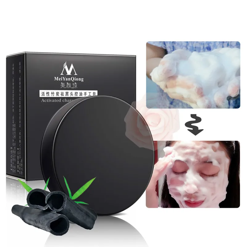 bamboo charcoal handmade soap skin whitening soap blackhead remove acne treatment deep cleansing oil-control face hair care Bath