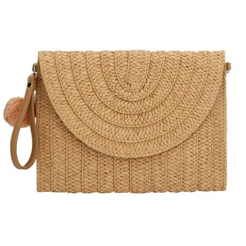 

Straw Handbag Clutch for Women Summer Beach Straw Woven Envelope Purse Wallet