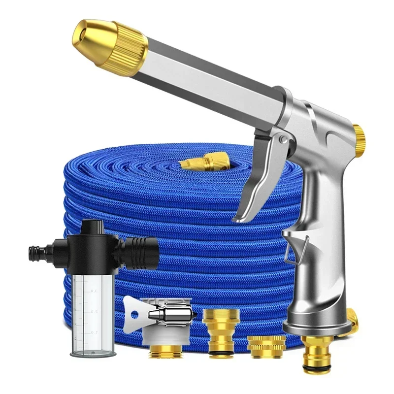 Car wash water gun, high pressure household telescopic water pipe, hose powerful spray gun tool for washing car