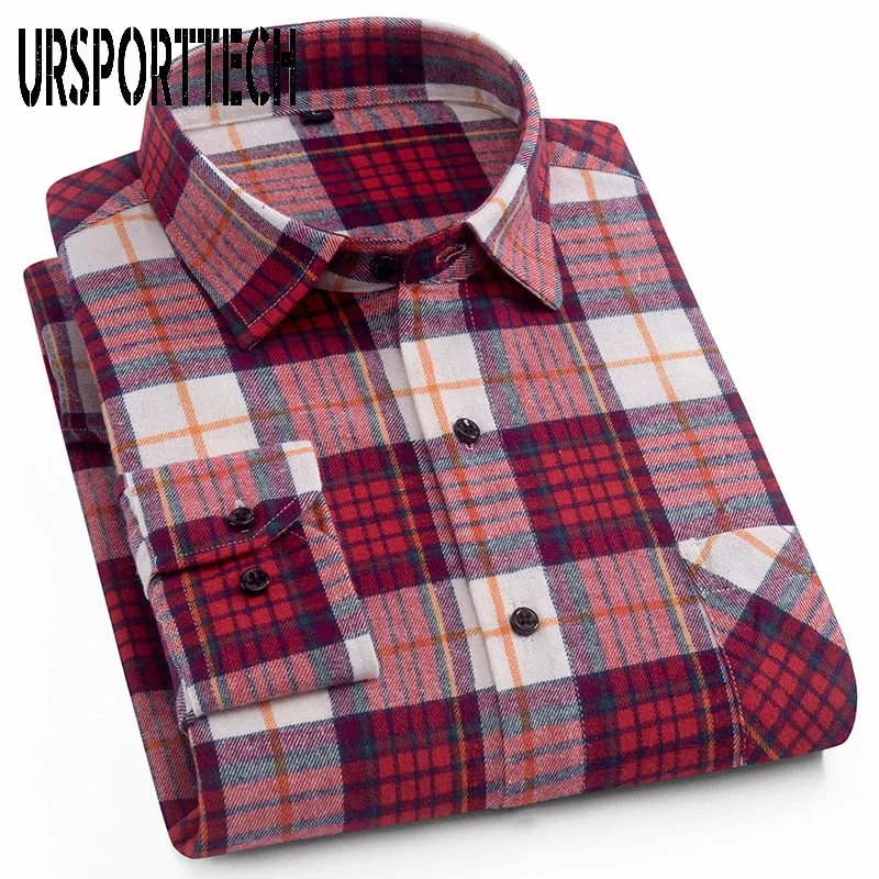 100% Katoen Heren Plaid Flanel Shirts Slim Fit Mannelijke Toevallige Lange Mouw Zachte Comfortabele Ademend Hoge Kwaliteit Man Shirts