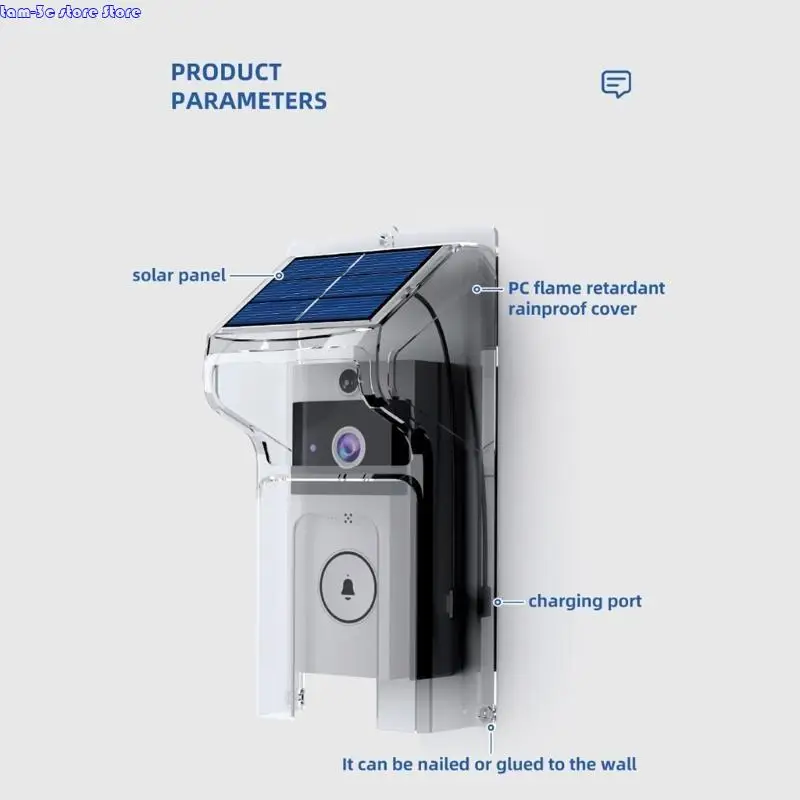 D0UA Doorbell Protector Protector Shield With Solar Charging Paning Dustive Shield Search Easy Installation Cover