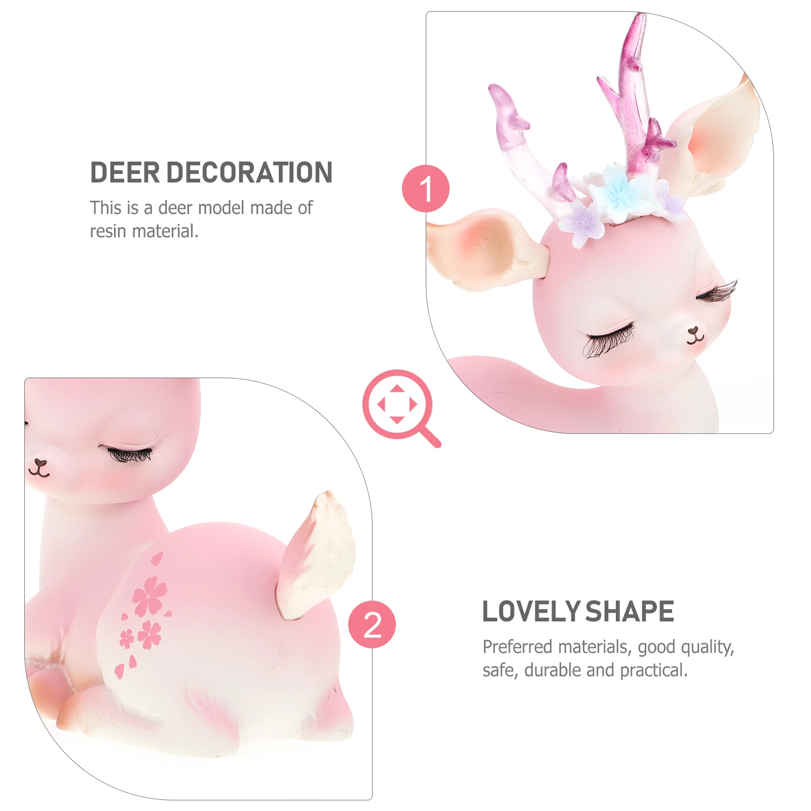 

2Pcs Small Deer Ornaments Resin Craft Cute Cartoon Animal Decor for Bedroom Study Table Living Room Shelf Display Accessory