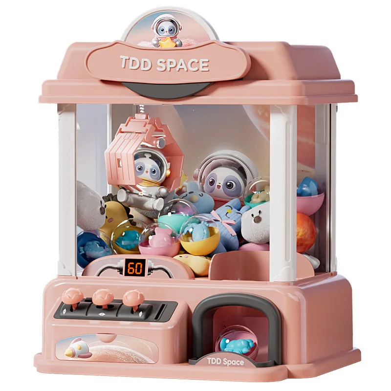 Mini Cute Automatic Doll Machine Coin Operated Game Cartoon Coin Operated Game Claw Crane Light Music Children\'s Toy Gifts