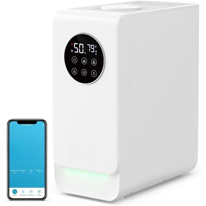 

Smart Humidifiers for Bedroom & Large Room, 6L Warm & Cool Mist Humidifier with App/Alexa Control, Auto Humidity Sensor, 500ml/h