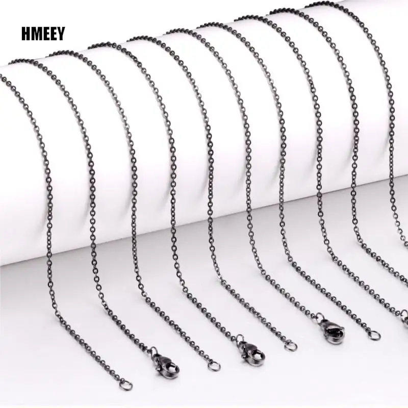 Hmeey 10Pcs/Lot Stainless Steel Chains 2mm/1mm O Shape Rolo Link Cuban Long Necklace For Women Pendant DIY Jewelry Wholesale