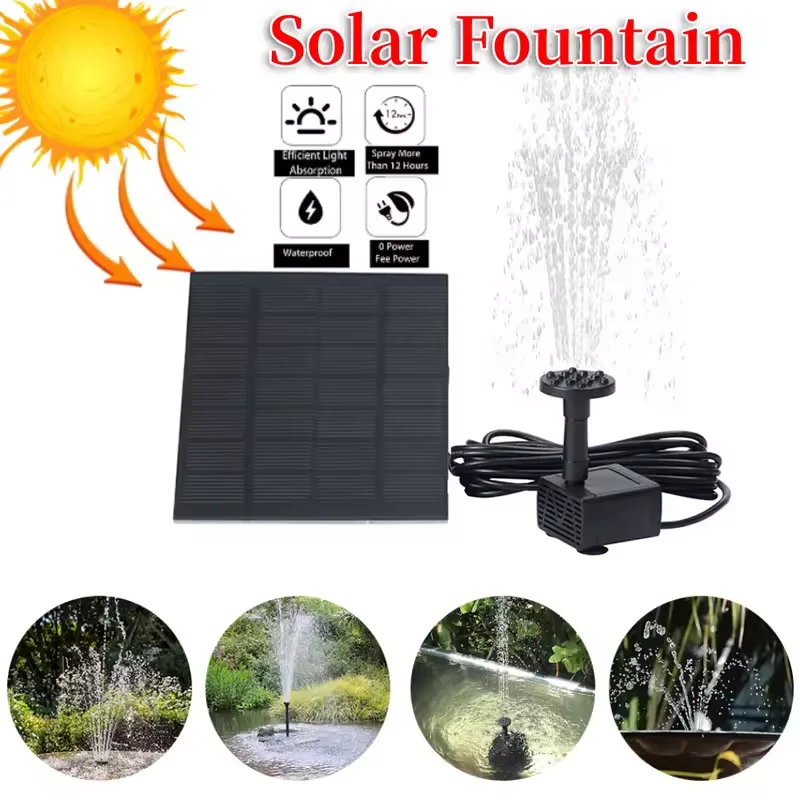 

1.2W Solar Powered Fountain Water Pump Lift 110cm with 6 Nozzles Solar Fountain Solar Panel Water Pump for Water Feature Outdoor
