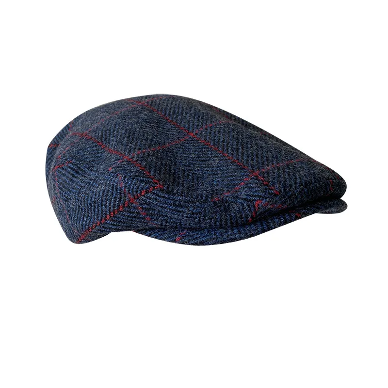 Blue New Plaid Wool Berets Autumn Winter British Style Newsboy Beret Hat Retro England Hats Male Hats Peaked Painter Cap 29