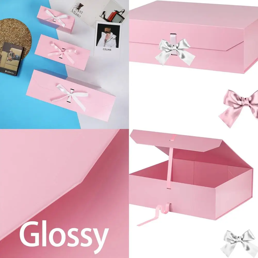 

Elegant Large Pink Wedding Groomsman Proposal Box with Magnetic Closure, 19x16x6