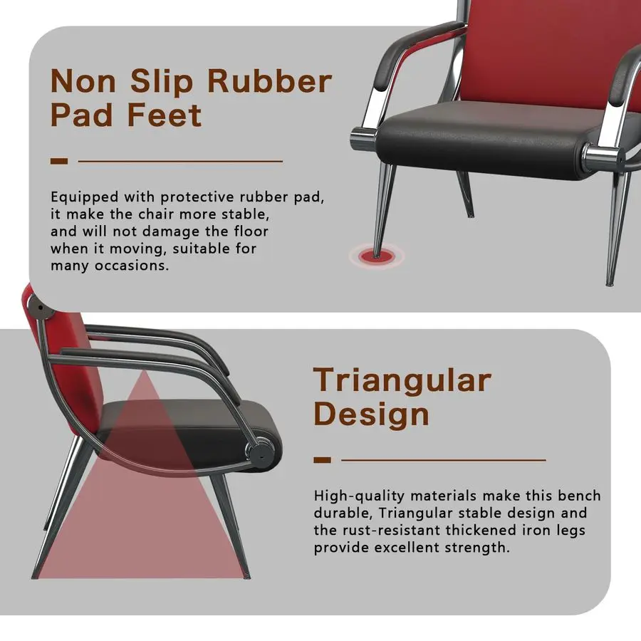 肘掛け付き待合室椅子 PUレザー オフィス家具、オフィス来客用座席 ロビー会議受付椅子 空港用