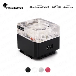 FREEZEMOD Water Pump With Thermometer 800L/H Metal Cover 4M Head MOD Liquid Cooling VA LCD Temperature Sensor PU-FS6M-P
