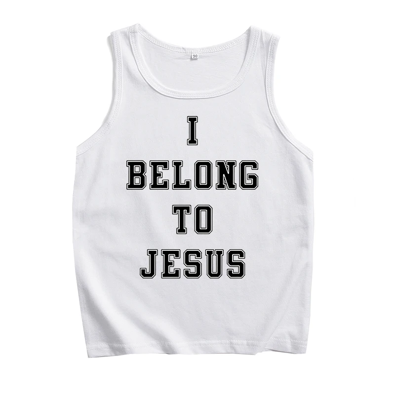 I Belong To Jesus Men Vest Cotton T-Shirt Summer Fashion Casual Sleeveless Vest Tshirt