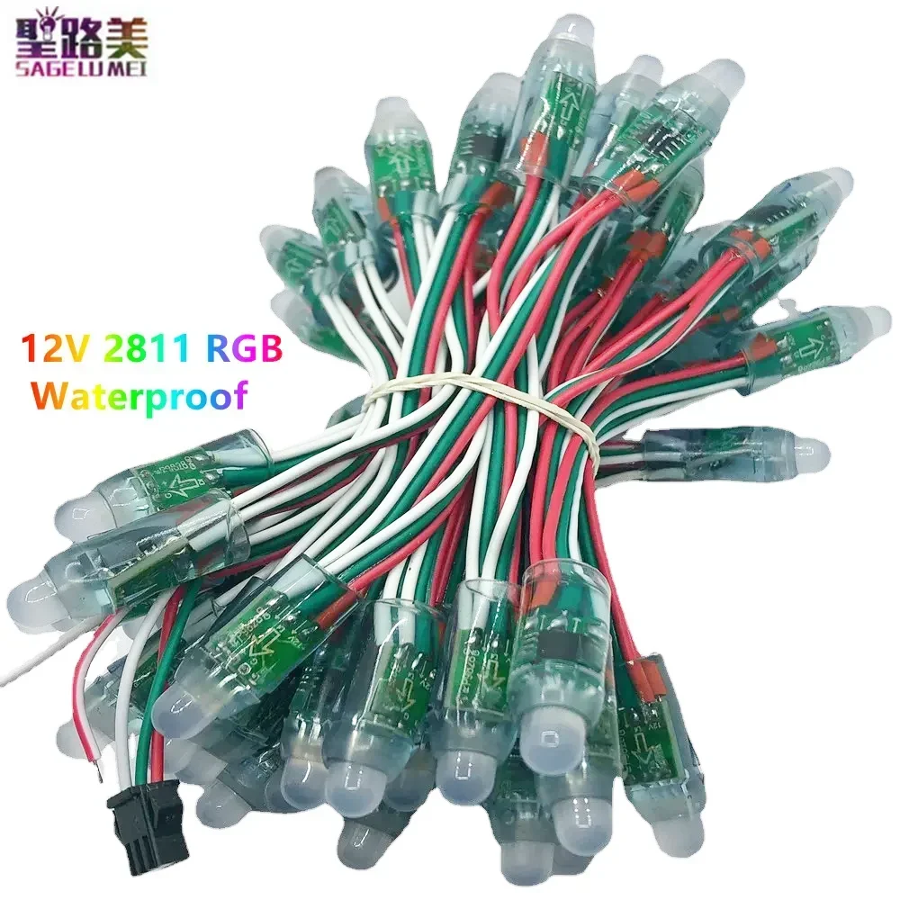 DC BT Controller Kit 100pcs 12mm 12V LED Pixel Module DC12-24V WS2811 RGB FullColor IP68 2811IC Digital LED Christmas Light Kit