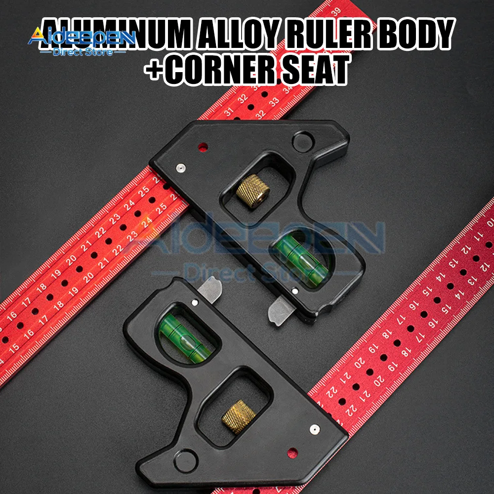 

Gauges Heavy Duty High-precision Woodworking aluminum alloy Multifunction Combined Angle Ruler 30/40cm Movable Angle Ruler