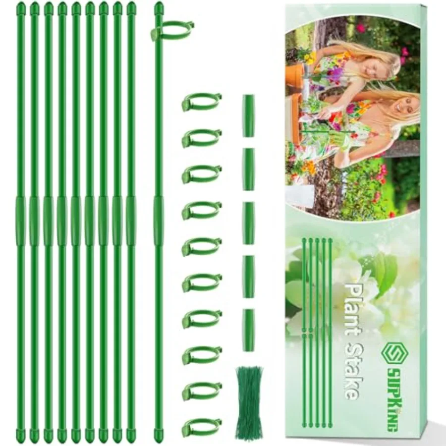 

Plant Support Stakes for Indoor Outdoor Potted Tomato Rose Vegetables House Plants with Clips Extended to 2 3 4ft Garden Stake