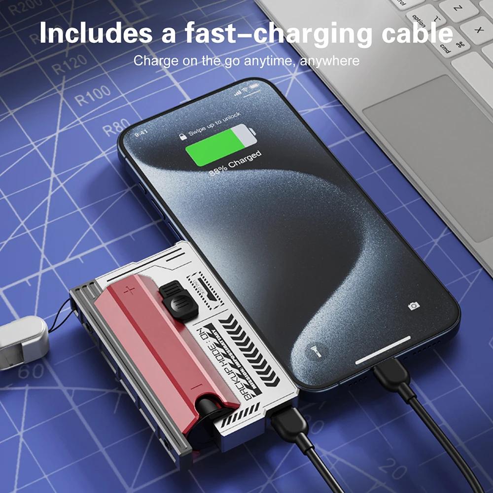 1x 21700 Mini Power Bank Case DIY Mobile Power Supply Battery Box Kit Free Welding Type-C For Smart Phones Not Include Battery