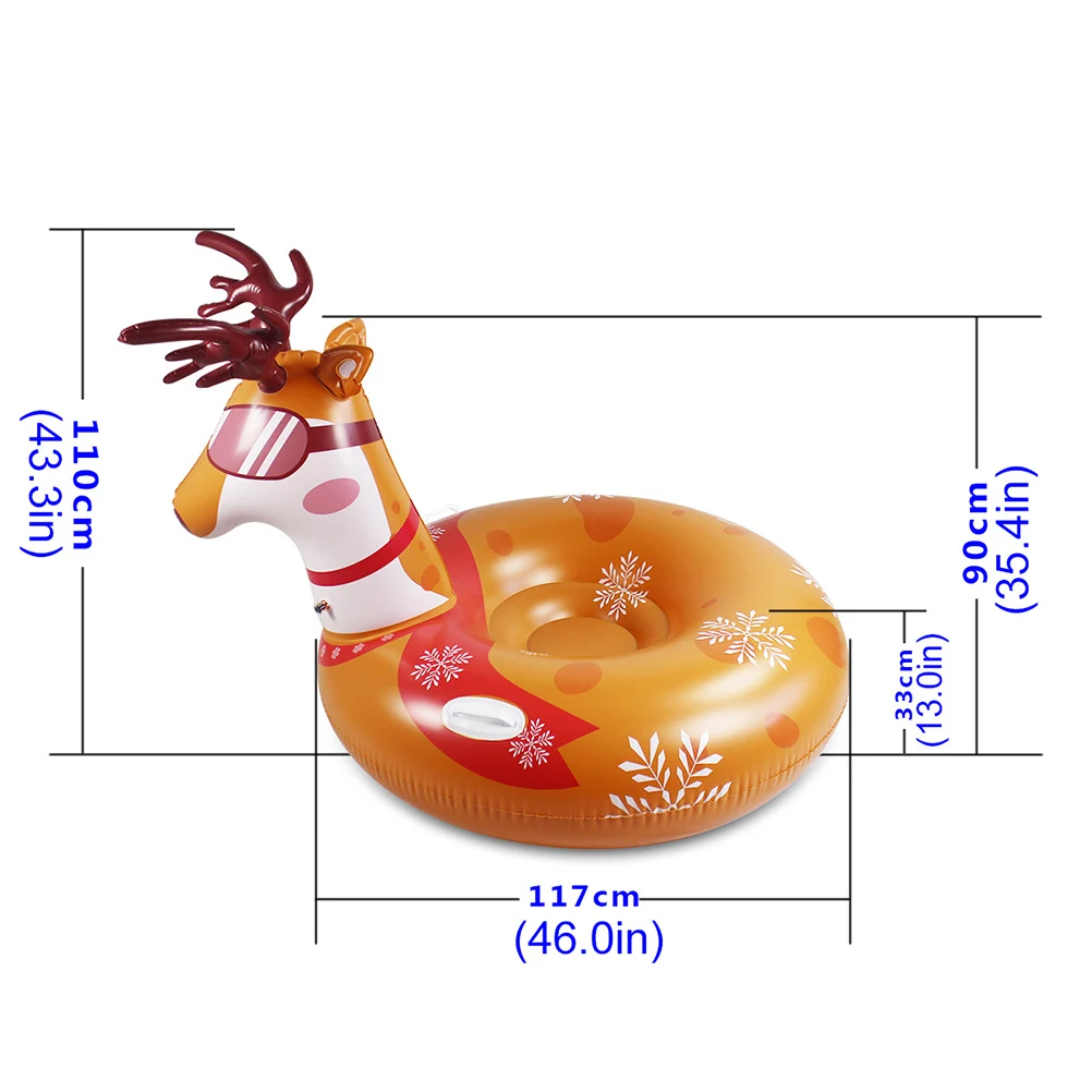 

1 pc Inflatable Ski Ring Child Sled Pvc Tube Resistant Durable High Abrasion Low Temperature Deer Sled Gift