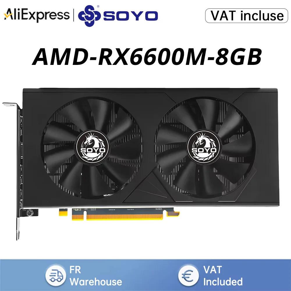 SOYO AMD RX 6600M 8 GB Grafikkarte GDDR6 8PIN 1792SP Gaming-Grafikkarte PCI Express 4.0 ×8 128Bit Radeon GPU RX6600M Serie