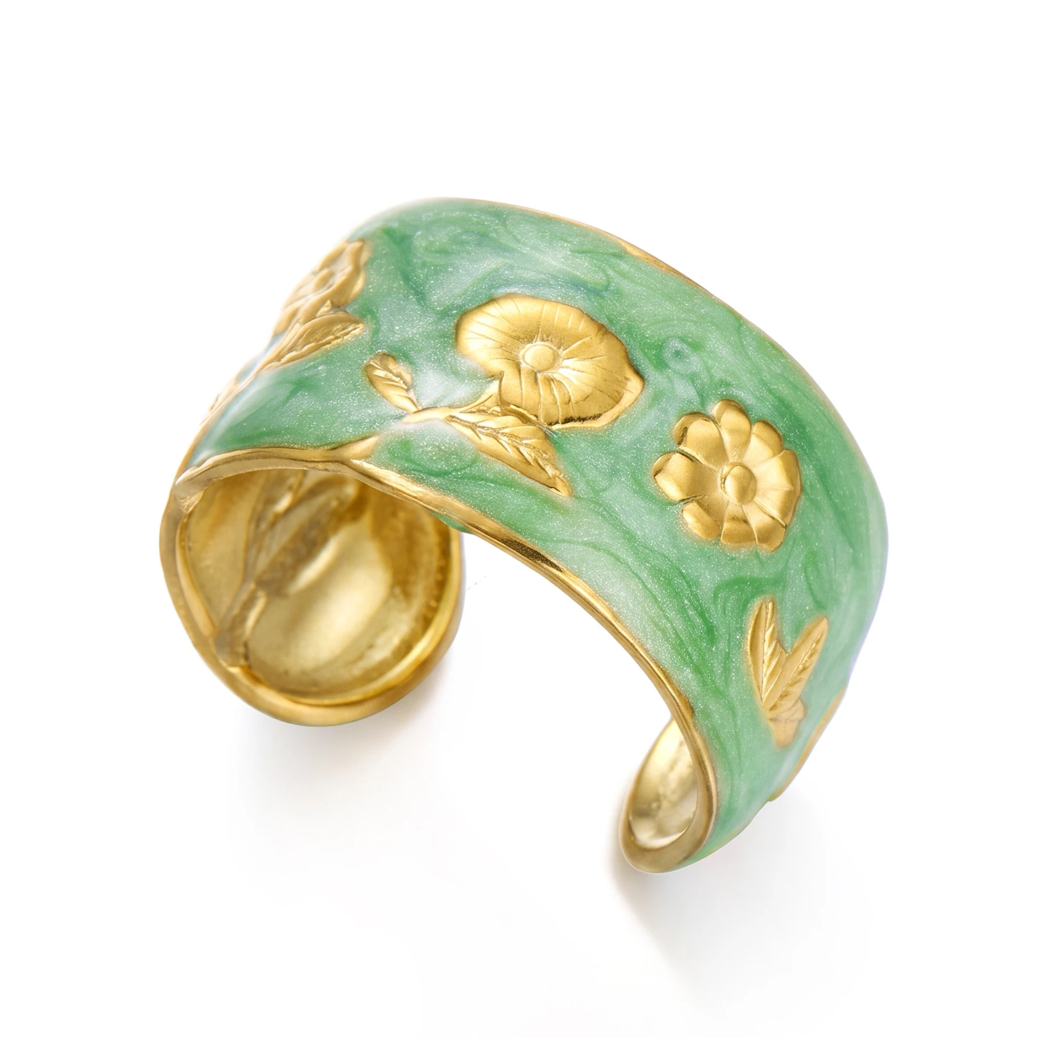 Women's Imitation Pearl Drop Enameled Open Ring