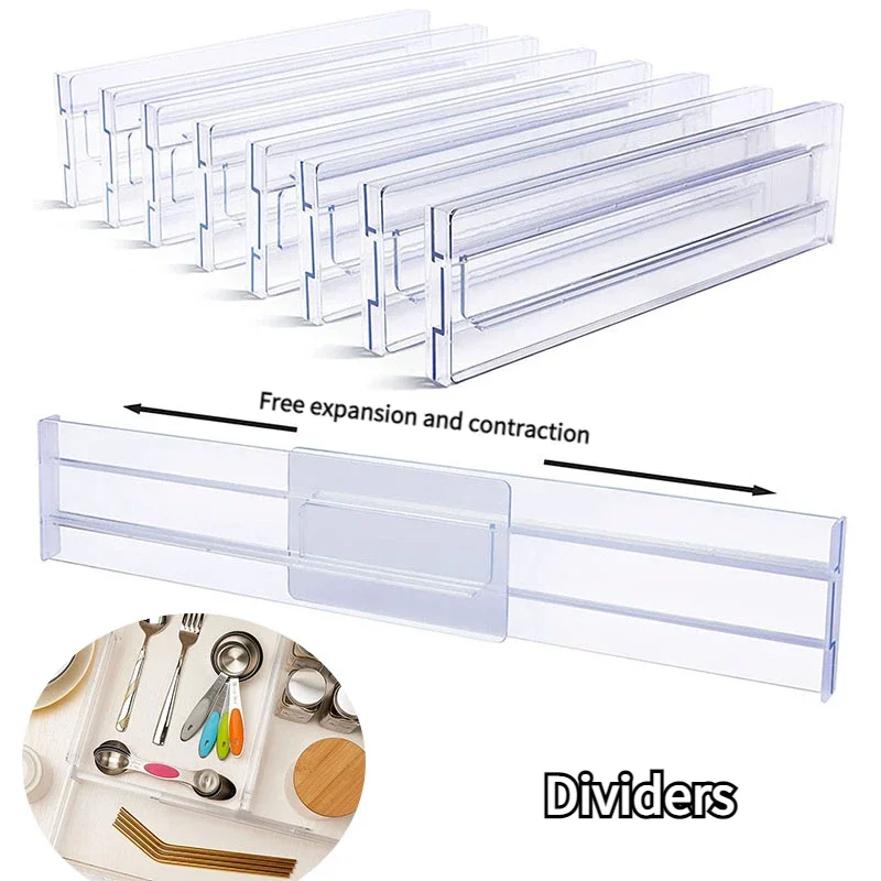 Universal Storage Transparent Divider Free Retractable Combination Kitchen Drawer Closet Divider God