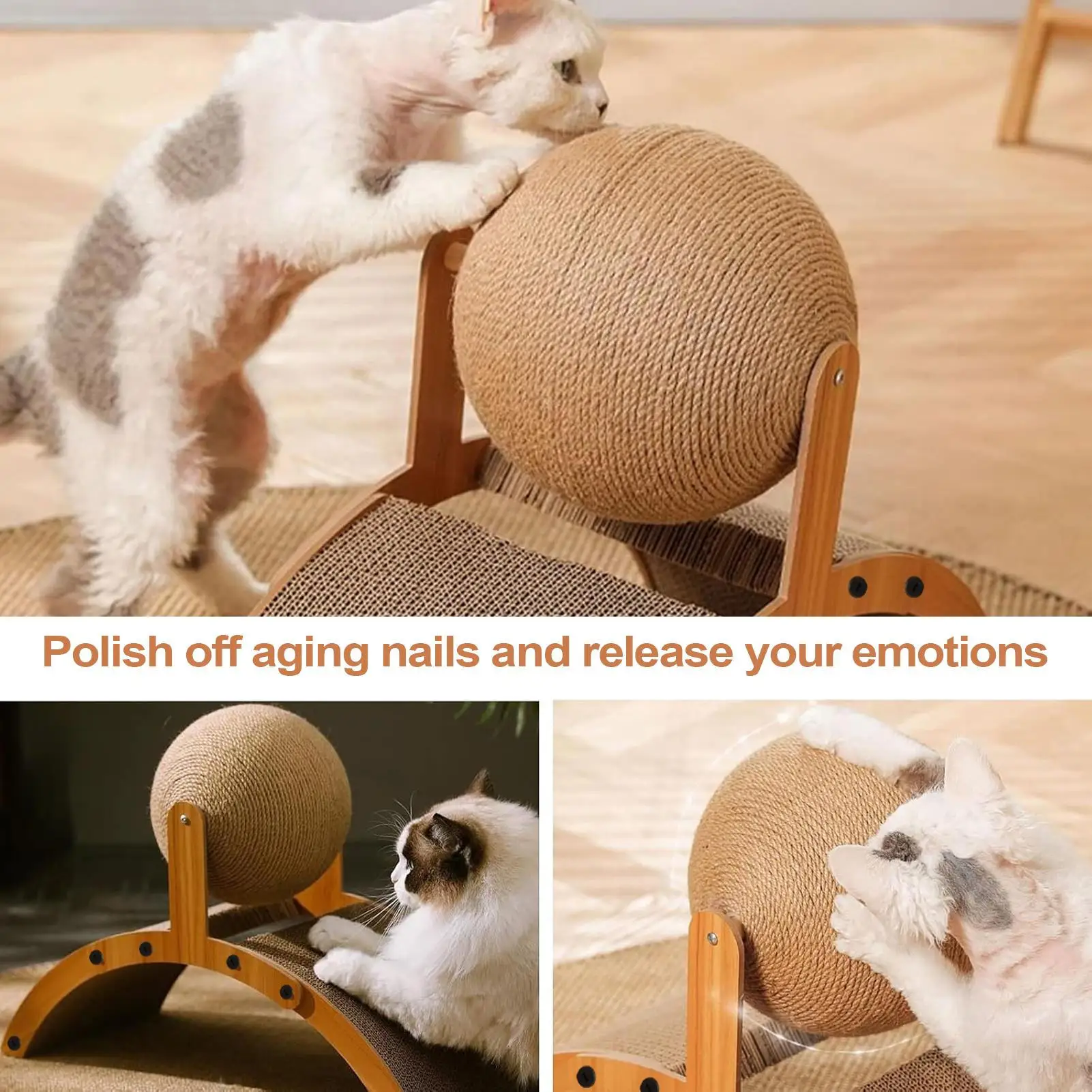 

Когтеточка для кошек, мяч, когтеточка для кошек, вертикальная когтеточка с гофрированной основой, интерактивная игрушка для котенка для игр, домашнего патио