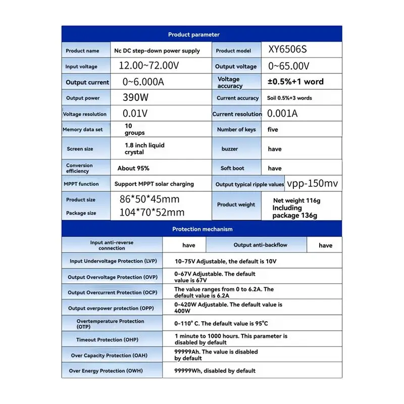 XY6506S Adjustable DC Regulated Power Supply+433M Kit Constant Voltage Constant Current 65V 6A 390W Step-Down Module-Y41A
