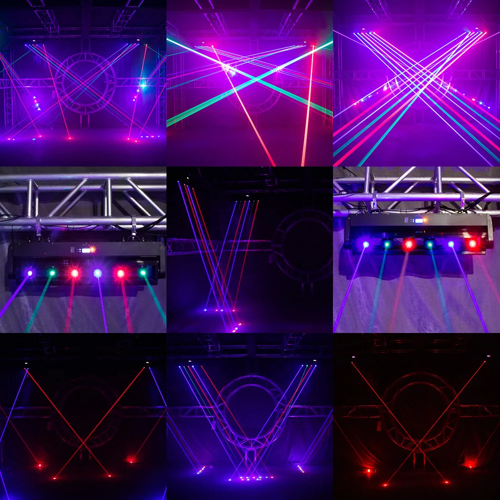 Imagem -06 - Luz de Cabeça Móvel Dinâmica Olhos Rgb 6x500mw Feixes Dmx512 Controlador Clube dj Discoteca Festa Efeitos de Feixe de Ponto Iluminação de Palco