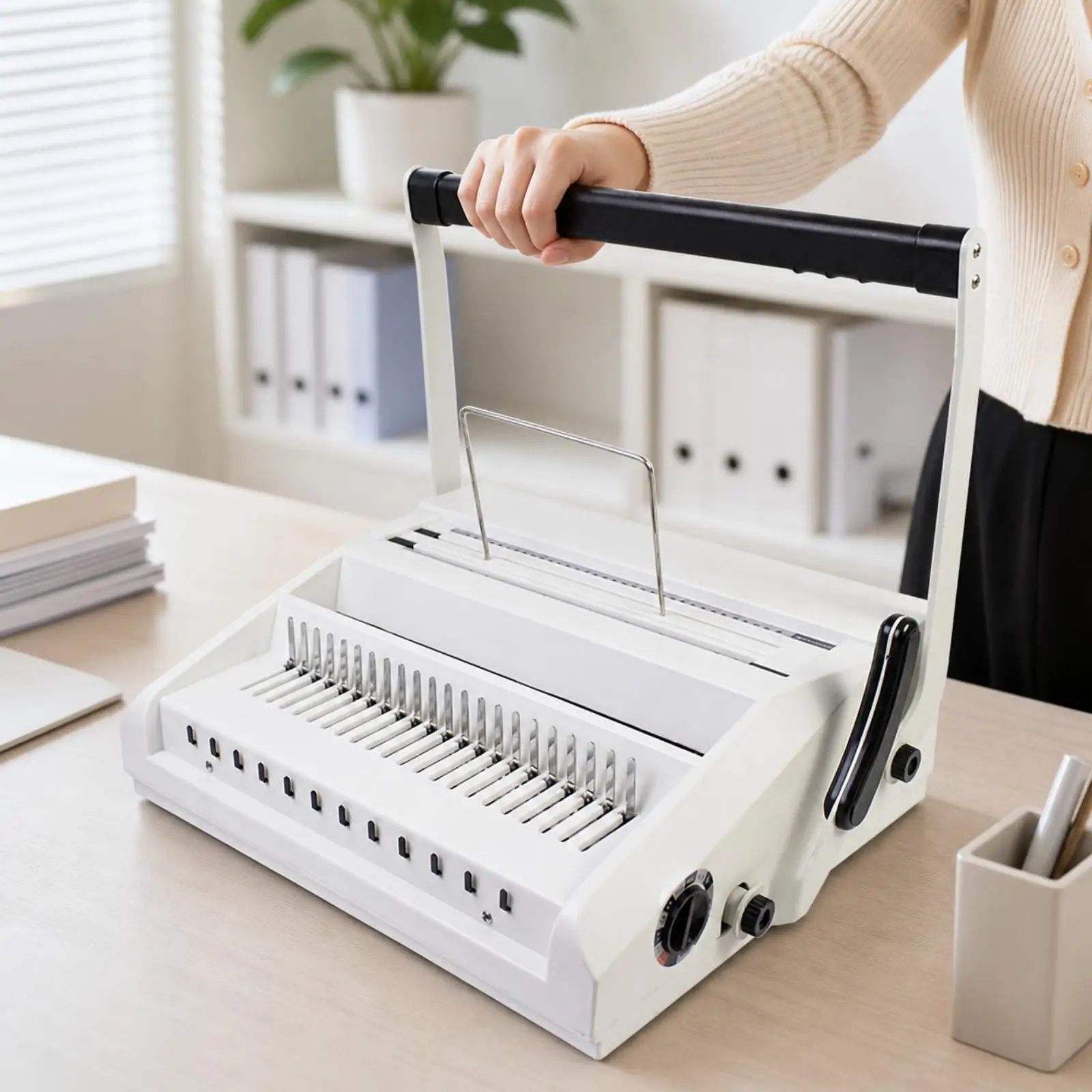 Manual Binding Machine A4 Paper Punch Binder 21 Hole Desktop Document Comb Wire Strip Punching Tool for Office Home