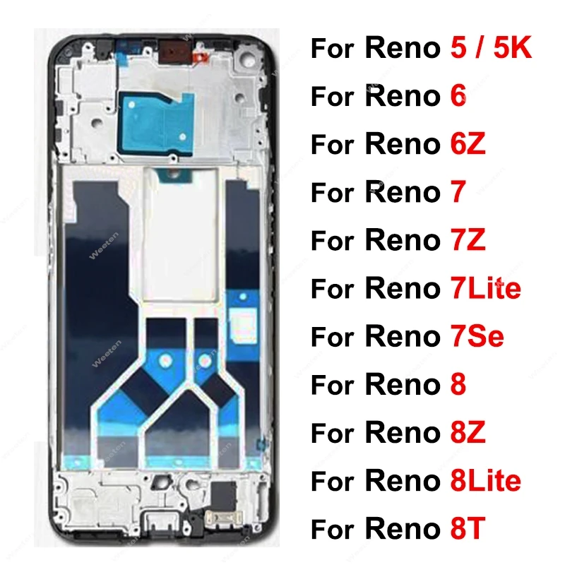 Запасная рамка для OPPO Reno 5 6 7 8 Lite 5K 6Z 7Se 7 8 8Z 8T 4G